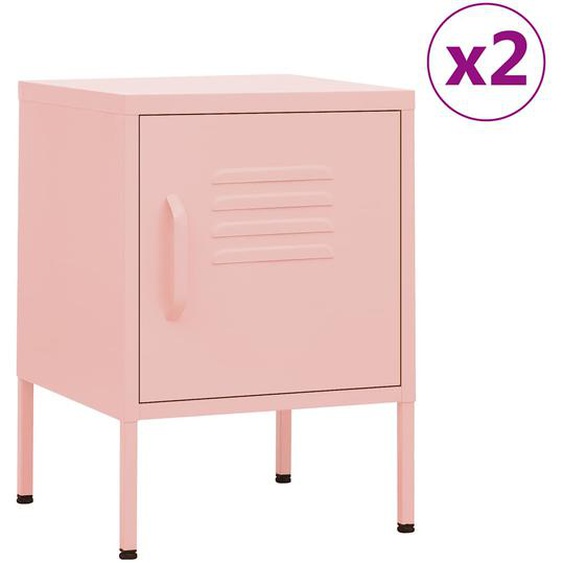Tables de chevet 2 pcs Rose 35x35x51 cm Acier