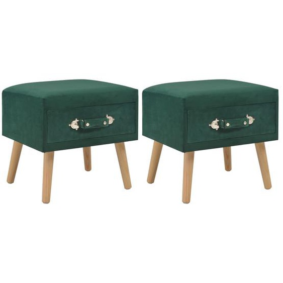 Tables de chevet 2 pcs Vert 40x35x40 cm Velours