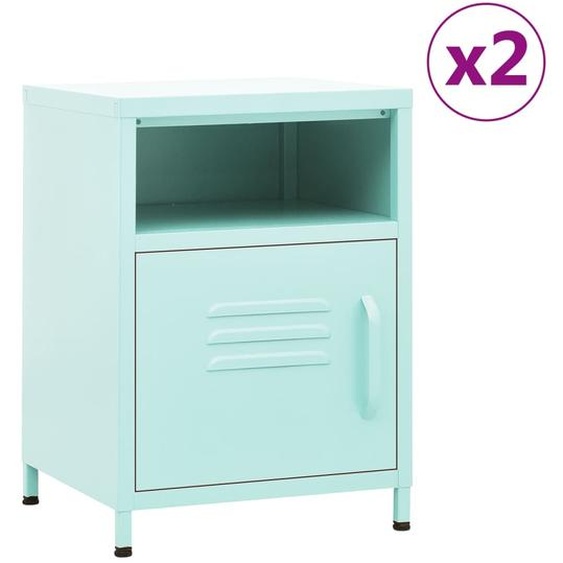 Tables de chevet 2 pcs Vert menthe 35x35x51 cm Acier