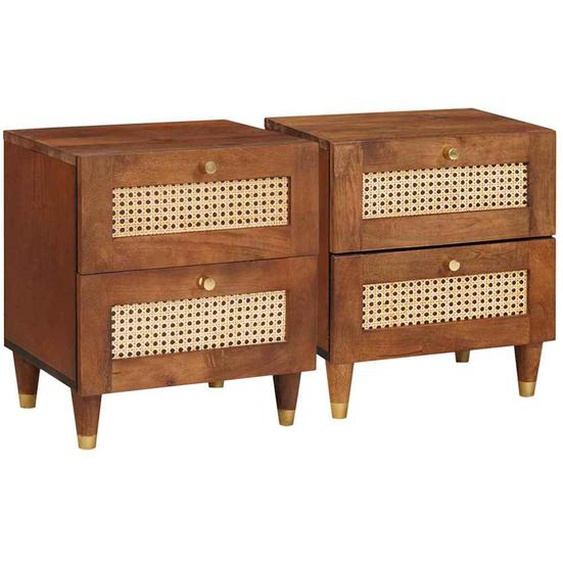 Cabinet de chevet avec tiroir 2 pcs Marron 40 x 33,5 x 46 cm
