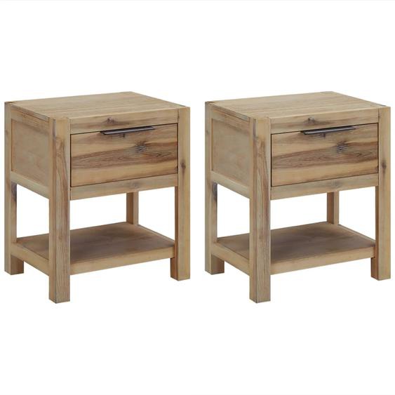 Tables de chevet avec tiroirs 2 pcs 40x30x48 cm Acacia solide