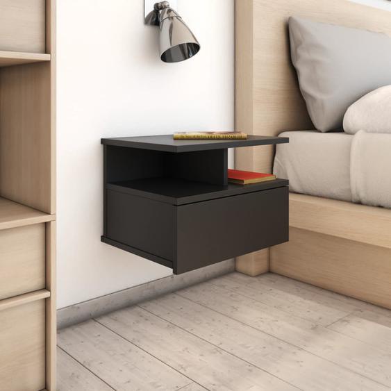 Tables de chevet flottantes 2 pcs Noir Bois dingénierie
