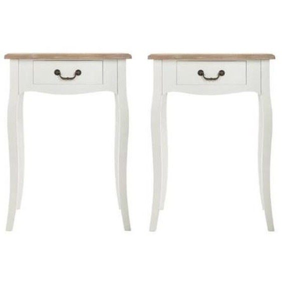 Table de chevet - AC-DÉCO - Chrysa - Lot de 2 - MDF et Pin - Vintage - Blanc