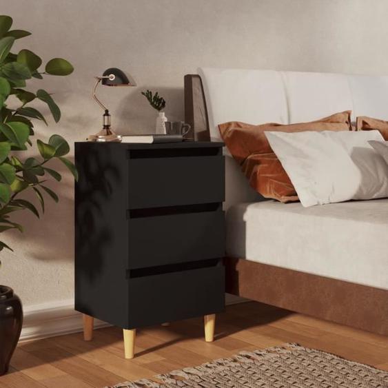 Tables de chevet - OVONNI - Noir - 3 tiroirs - 40x35x69 cm