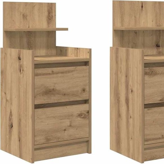 Tables de chevet 2 tiroirs 2 pcs chêne artisanal 38x34x80 cm
