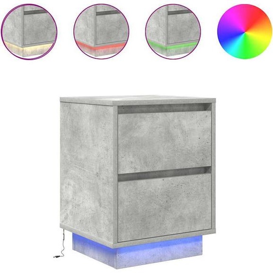 Tables de chevet avec lumières LED 2 pcs gris béton 38x34x50 cm
