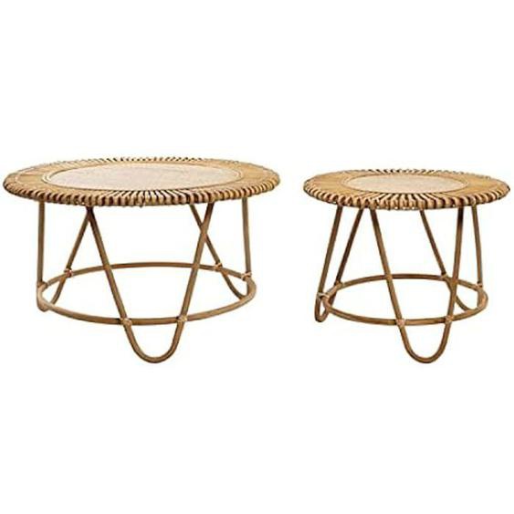 Tables - DKD Home Decor - Lot de 2 - Marron Clair - 80x80x47 cm - Meuble de salon