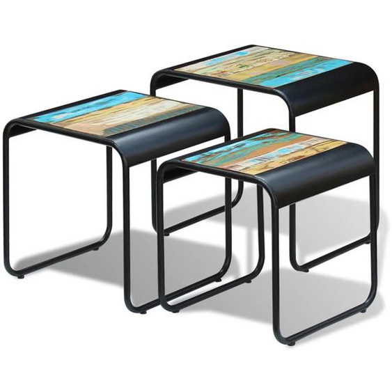 Tables gigognes 3 pcs Bois de récupération massif