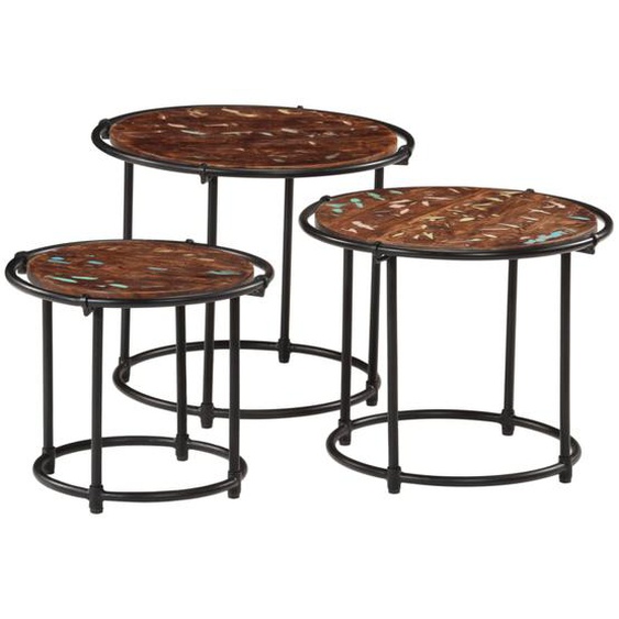 Tables gigognes 3 pcs bois massif de récupération