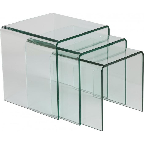Tables gigognes design en verre trempé courbé