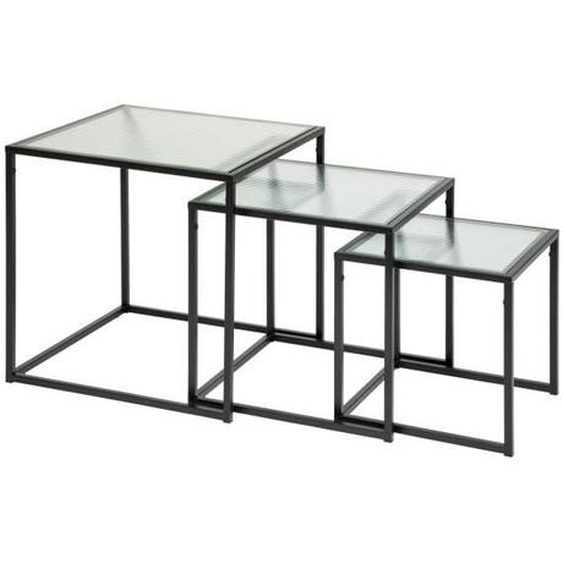 Tables gigognes en Métal noir et Verre trempé - Atmosphera - Set de 3 - Contemporain - Design