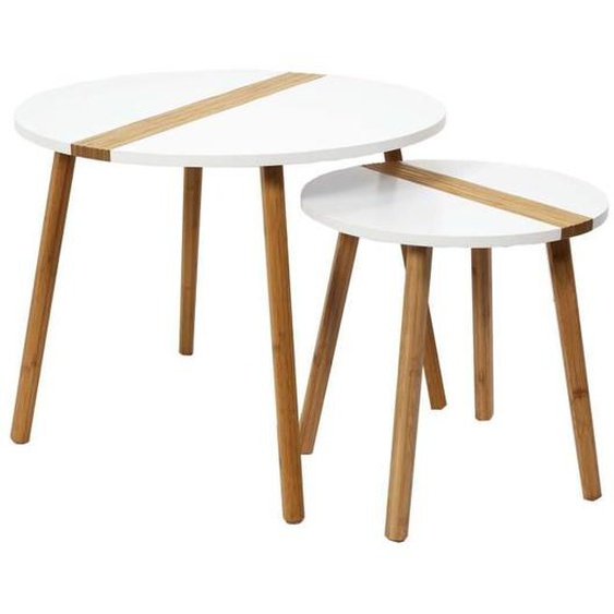 Toilinux - Duo de tables gigogne - Blanc et bois