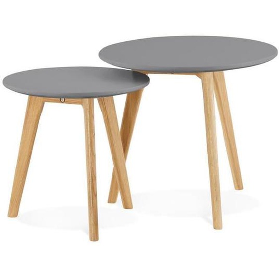Tables gigognes - ALTER EGO - GABY - Rondes - MDF gris - Chêne massif