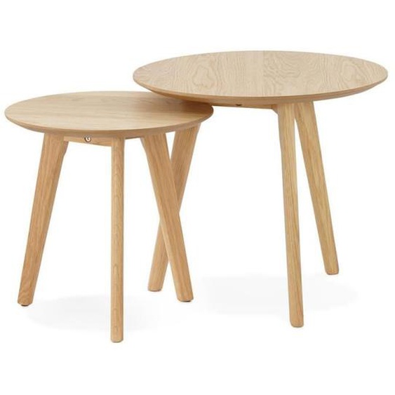 Tables gigognes rondes Espino en bois naturel - Scandinave - Moderne - 2 petites tables basses rondes