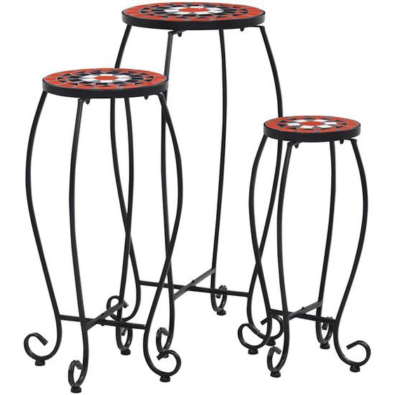 Tables mosaïque 3 pcs Terre cuite et blanc Céramique