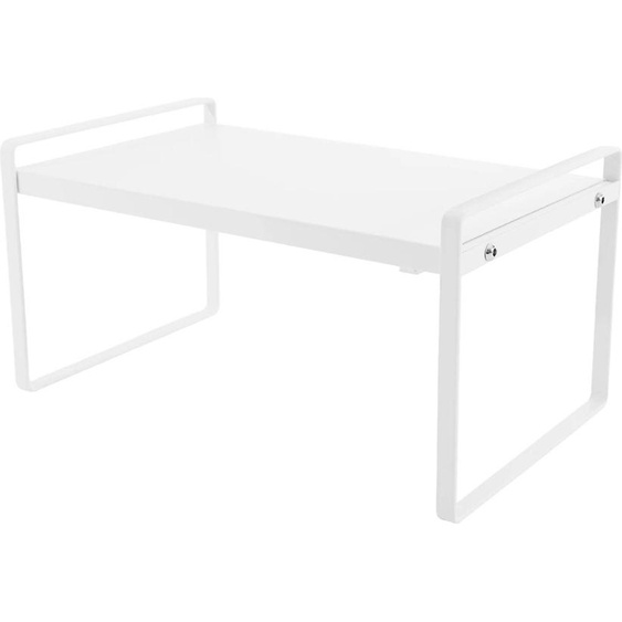 Tablette de placard extensible - Étagère de placard - Réglable 34-63 cm - Taille 22×18 cm - Charge 10 kg - Fer 0,8 mm - Montage facile - Blanc