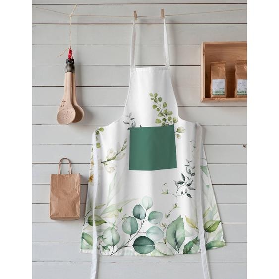 Tablier bavette motif feuillage  -