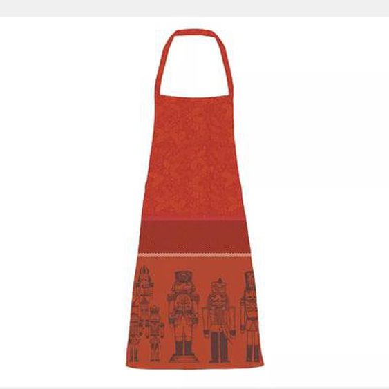Tablier pur coton antitache motif jacquard rouge Casse noisettes rouge festif