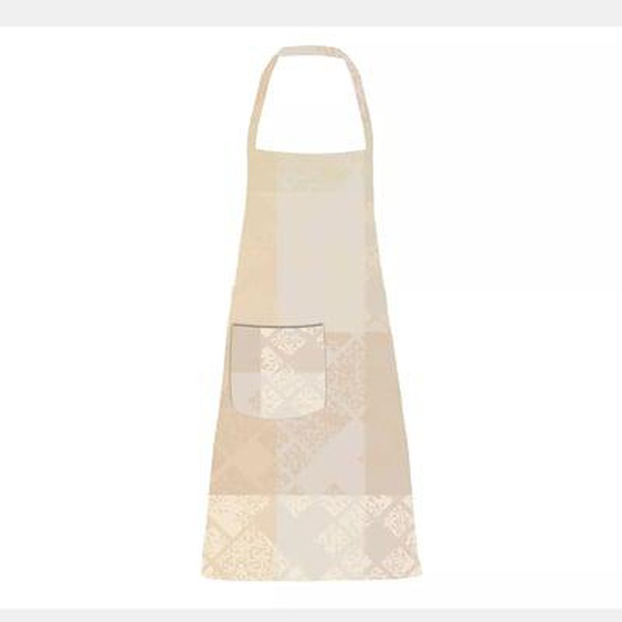 Tablier pur coton enduit motif jacquard beige Mille pistils naturel