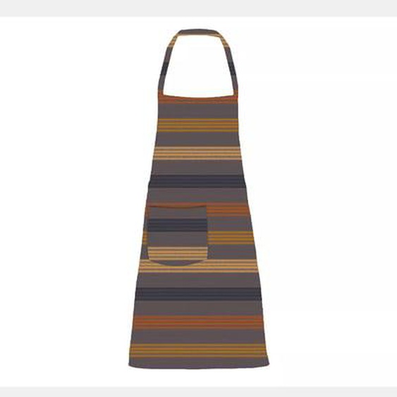Tablier pur coton enduit motif jacquard brun marron Mille bambous onyx