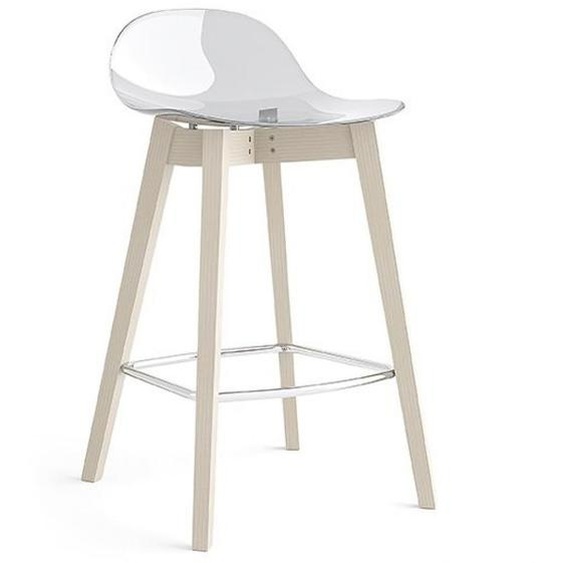 Tabouret ACADEMY structure bois assise plastique transparent