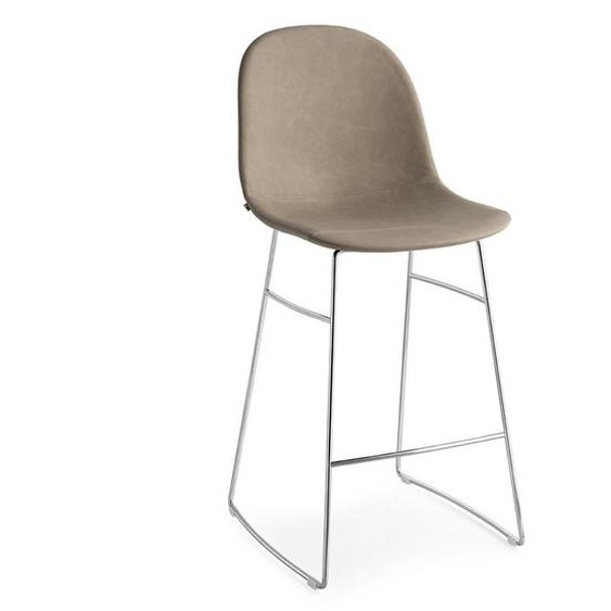 Tabouret ACADEMY structure métal assise tapissé aspect cuir vintage désert
