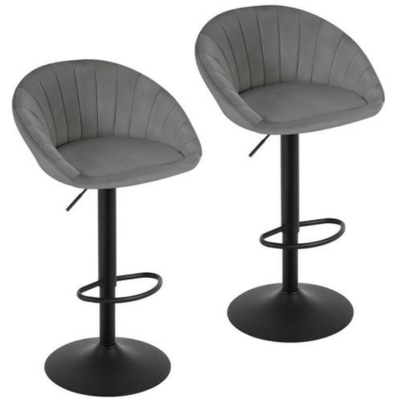 Tabouret Bar WOLTU - Lot de 2 - Tabouret Cuisine Pivotante en Velours - Réglable en Hauteur - Gris foncé W0ATT0868-2