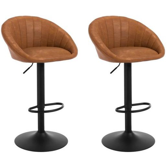 Tabouret Bar WOLTU - Lot de 2 - Tabouret Cuisine Pivotante - Similicuir Vintage - Hauteur réglable - Marron W0ATT0872-2
