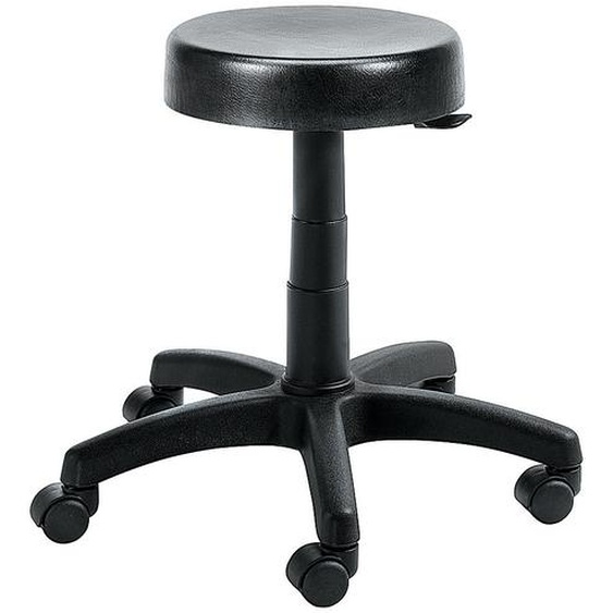 Tabouret bas Budget à roulettes  polyuréthane noir réglable de 43-55 cm