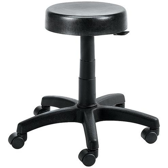Tabouret bas Budget à roulettes  polyuréthane noir réglable de 43-55 cm