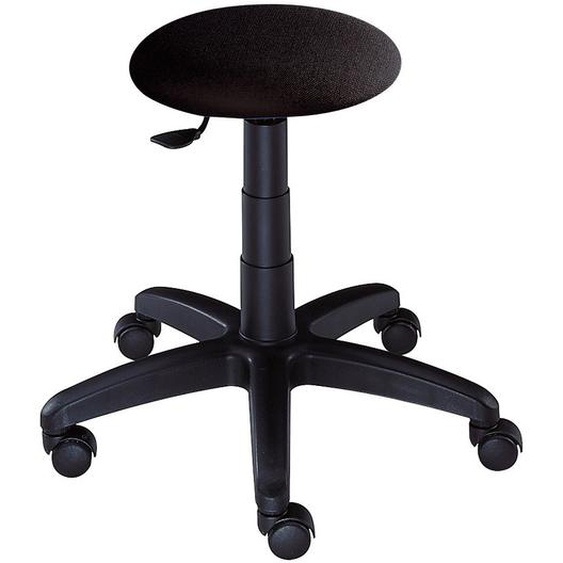 Tabouret bas Budget à roulettes tissu noir réglable de 42-55 cm