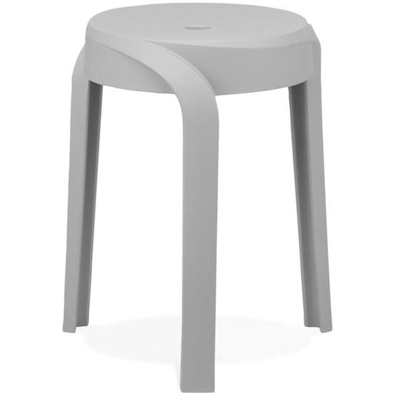 Tabouret bas empilable POMPA en matière plastique gris