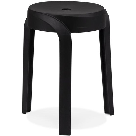 Tabouret bas empilable POMPA en matière plastique noir