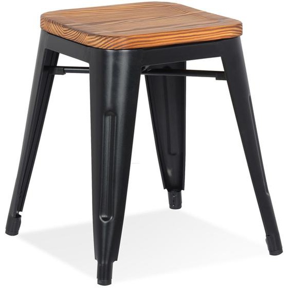 Tabouret bas PEPINO en métal noir style industriel