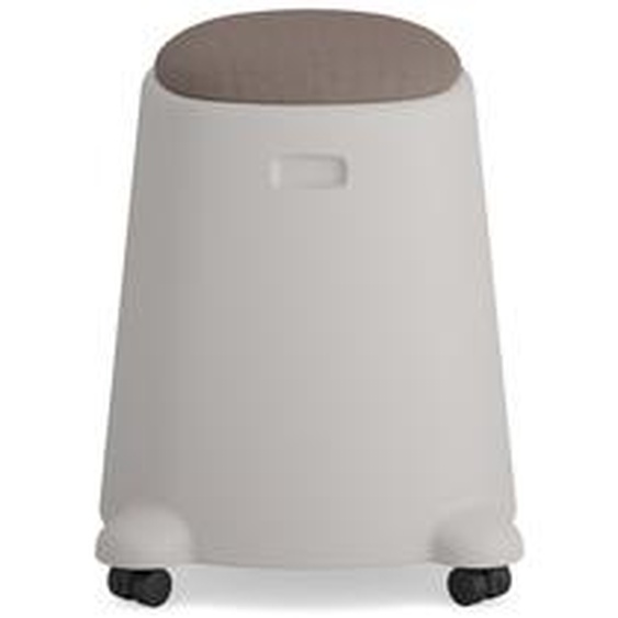 Tabouret Basile sur roulettes avec assise tissus - Beige
