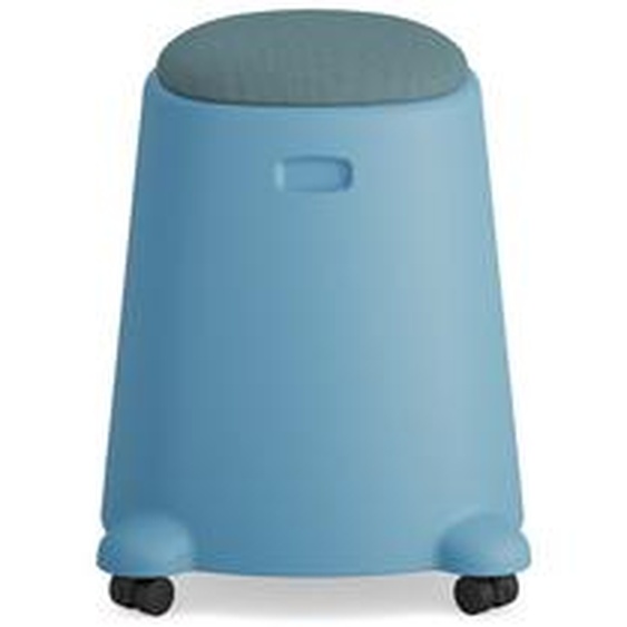 Tabouret Basile sur roulettes avec assise tissus - Bleu