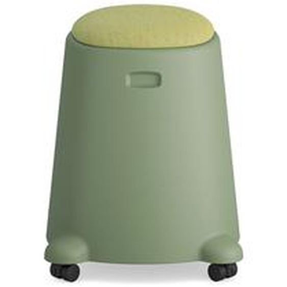 Tabouret Basile sur roulettes avec assise tissus - Vert