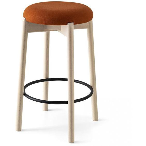 Tabouret  CLELIA structure bois assise tapissé safran sans dossier