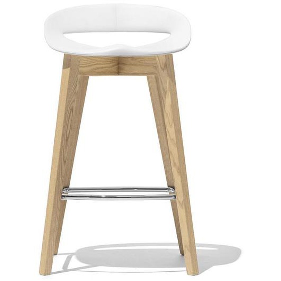 Tabouret  COSMOPOLITAN structure bois assise plastique blanc