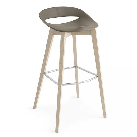 Tabouret  COSMOPOLITAN structure bois assise plastique grège