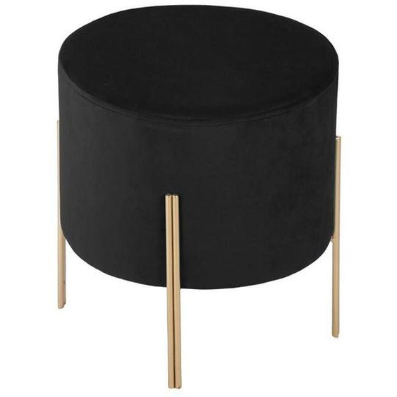 Tabouret dappoint Living noir en velours - Noir - Atmosphera createur dinterieur