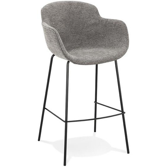 Tabouret de bar avec accoudoirs AMERICA en tissu gris foncé