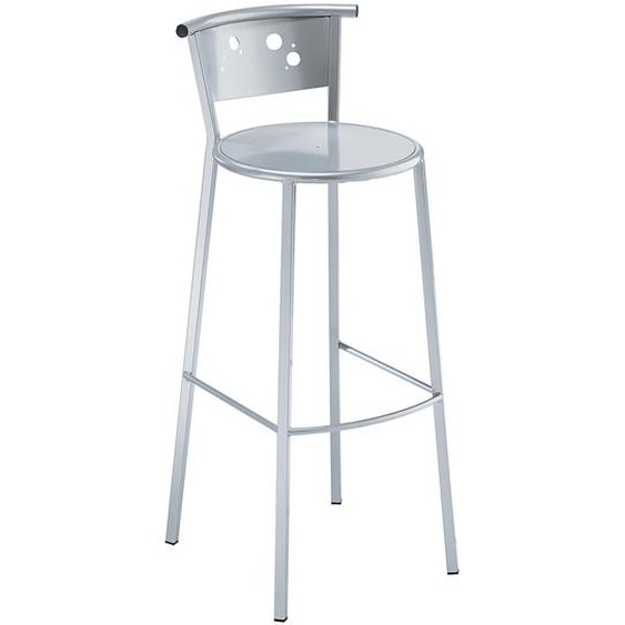 Tabouret de bar Bella Moon, aluminium, argent, 80 cm de hauteur