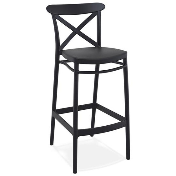 Tabouret de bar BERLIOZ style rétro en matière plastique noire