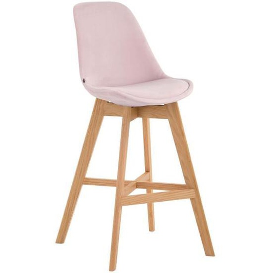 Tabouret de bar chaise haute design scandinave moderne en velours rose
