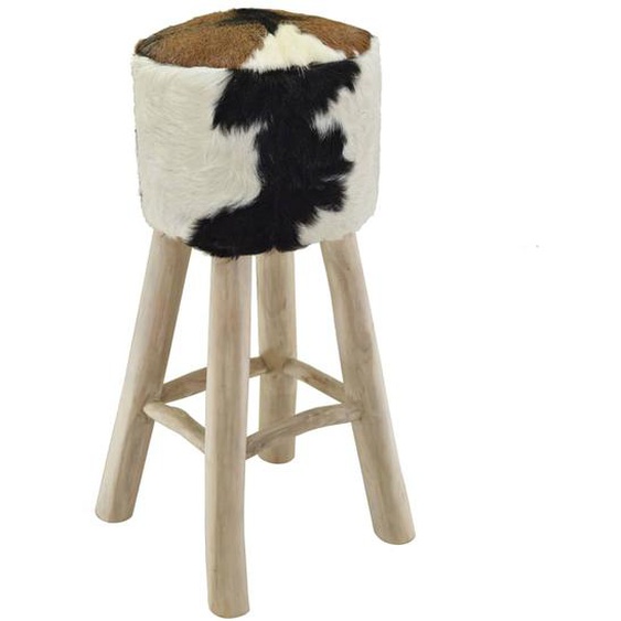 Tabouret de bar Cuir véritable et bois de teck solide