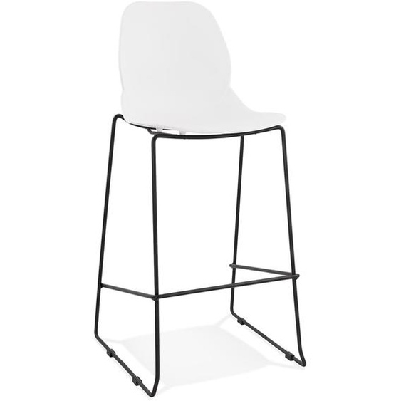 Tabouret de bar design BERLIN blanc empilable style industriel
