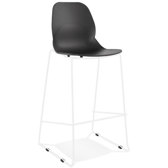 Tabouret de bar design empilable BERLIN noir avec pied en métal blanc