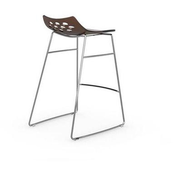 Tabouret de bar design JAM  piétement luge assise orange et blanc