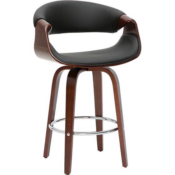 Tabouret de bar design noir et bois foncé 65 cm pivotant 360° ARAMIS